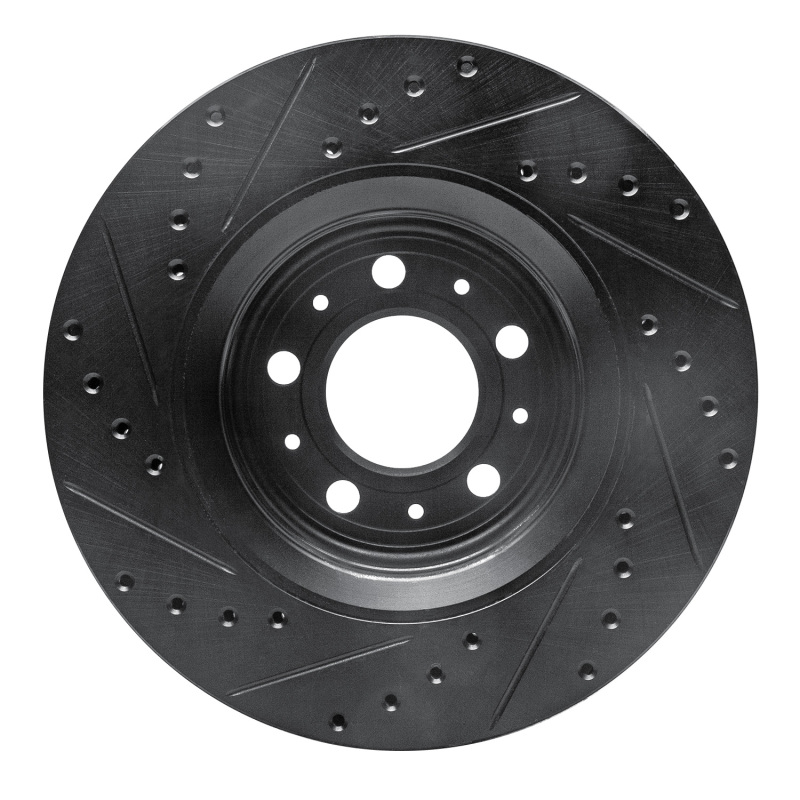 Volvo V70 Brake Rotor (1) - Front Right - R1 Concepts - Drilled & Slotted - Black - `98-`04